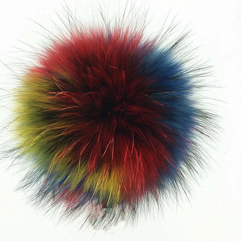 raccoon fur pompoms multi colors 2