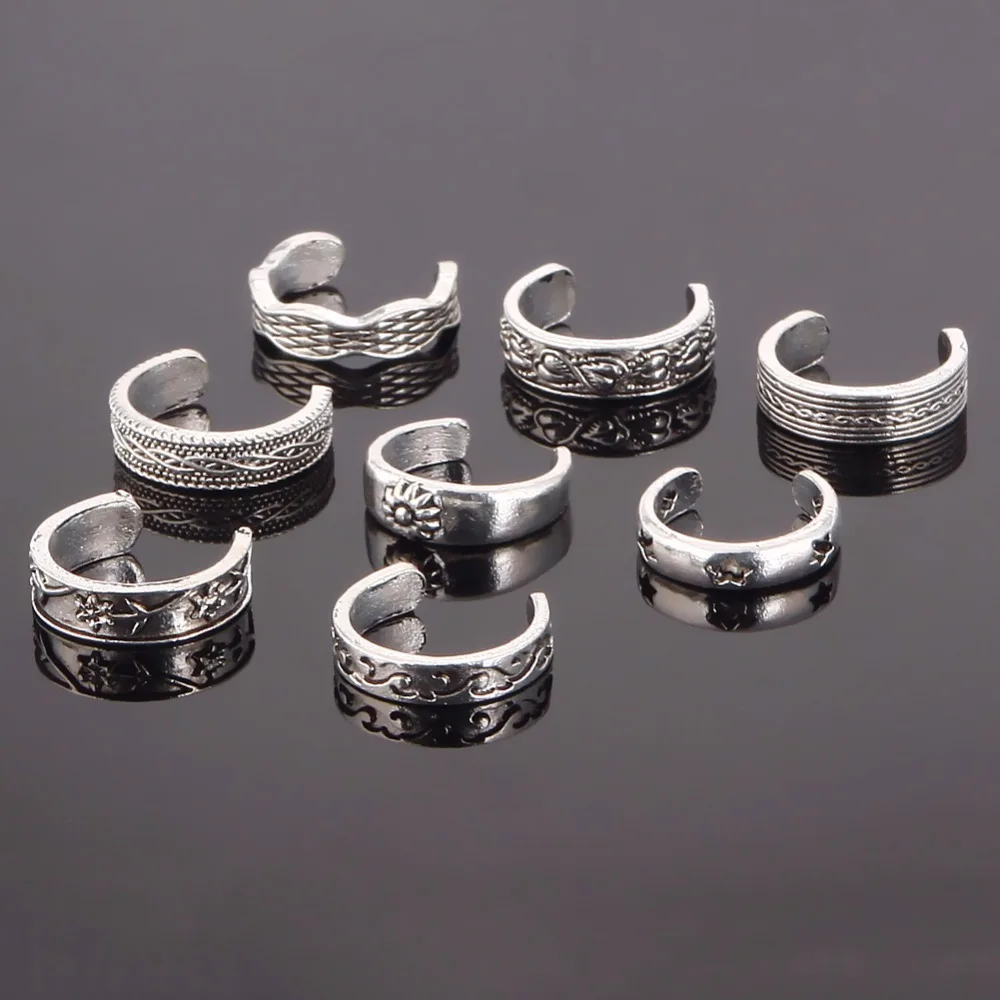 

1Pc Mix Celebrity Fashion Simple Retro Carved Flower Adjustable Toe Foot Rings For Women Open Finger Ring Jewelry #243219