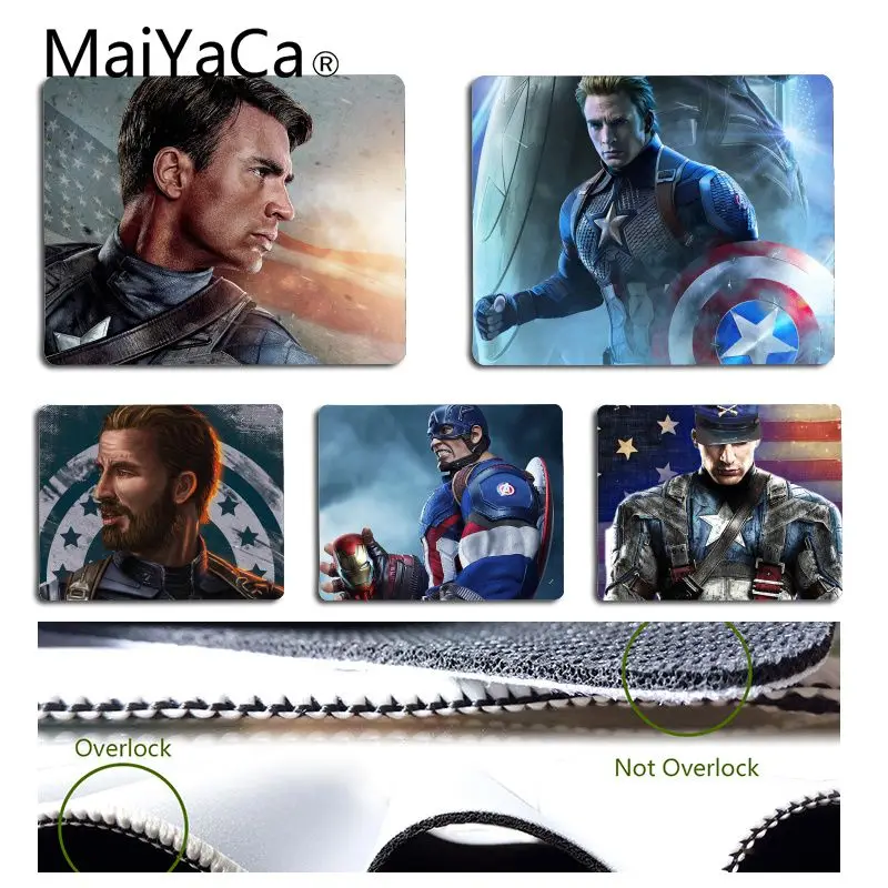 

MaiYaCa Hot Sales Chris Evans Captain America Marvel Hero Office Mice Gamer Soft MousePad Size for 18x22cm 25x29cm Mousemats