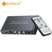 Neoteck DAC Digital to Analog Audio Converter With Remote Control Volume Control With Optical Cable Toslink Coaxial to RCA 3.5mm