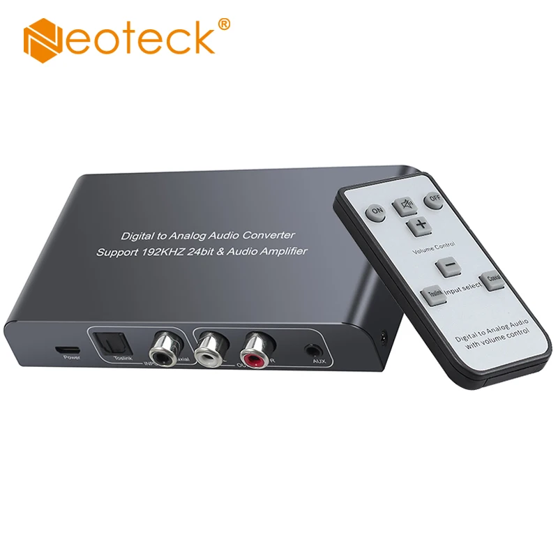 

Neoteck DAC Digital to Analog Audio Converter With Remote Control Volume Control With Optical Cable Toslink Coaxial to RCA 3.5mm