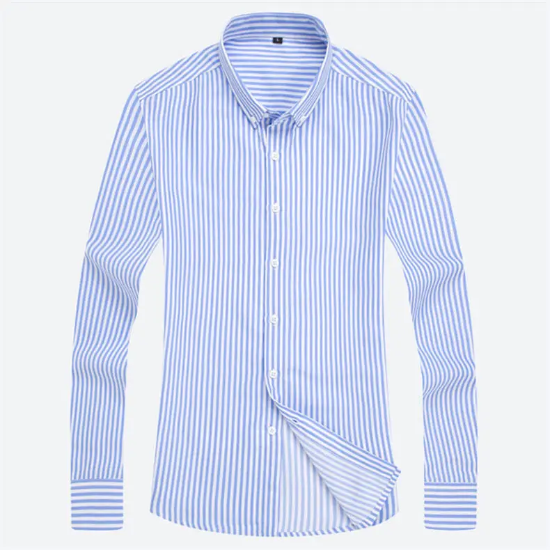 5XL Plus Large Size Striped Shirts Men Long Sleeve Casual Autumn Spring Classic Male Shirts Non-Iron Dress Shirts Man Muls Brand 12