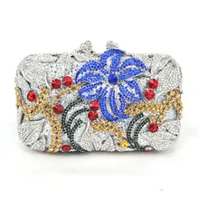 Женская Роскошная ручная Сумочка с кристаллами, цветы, вечерняя сумочка и Хрустальная коробка, клатчи и сумочки для вечерние Выпускной, свадьба, свадебные 88165