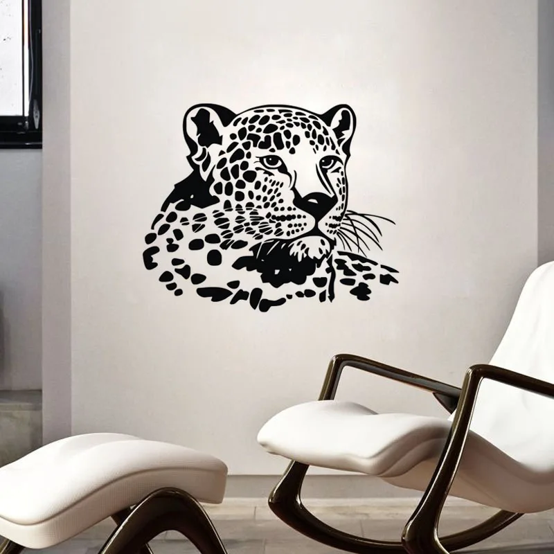 Bedroom Wall Stickers Cheetah Kids Room Decor Animal Head Wall