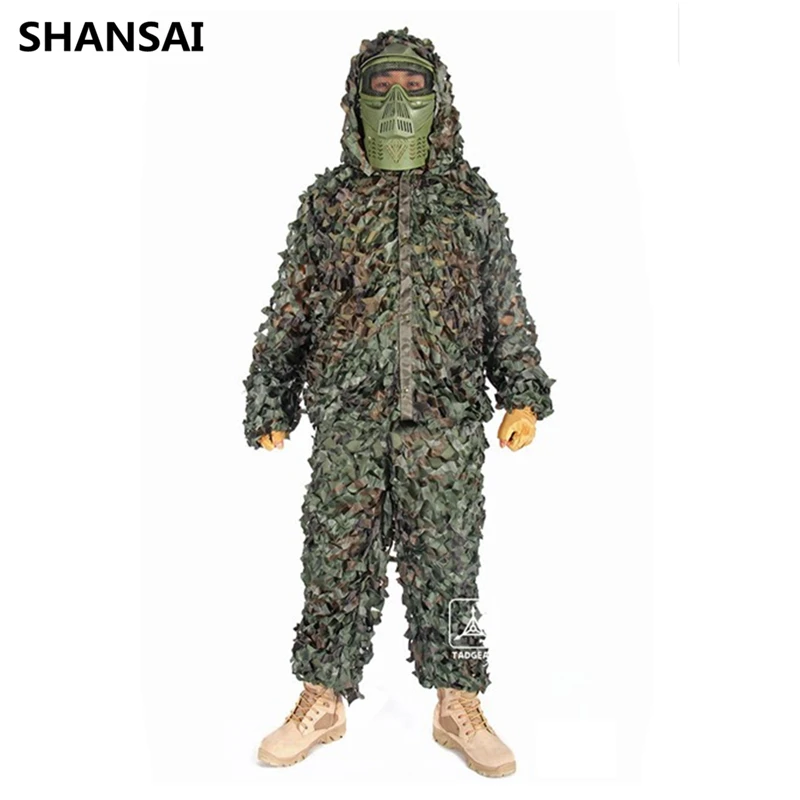 

SHANSAI Bionic Ghillie Suits Leaves Stripes Camouflage Hunting Suit Recon Photographing Military