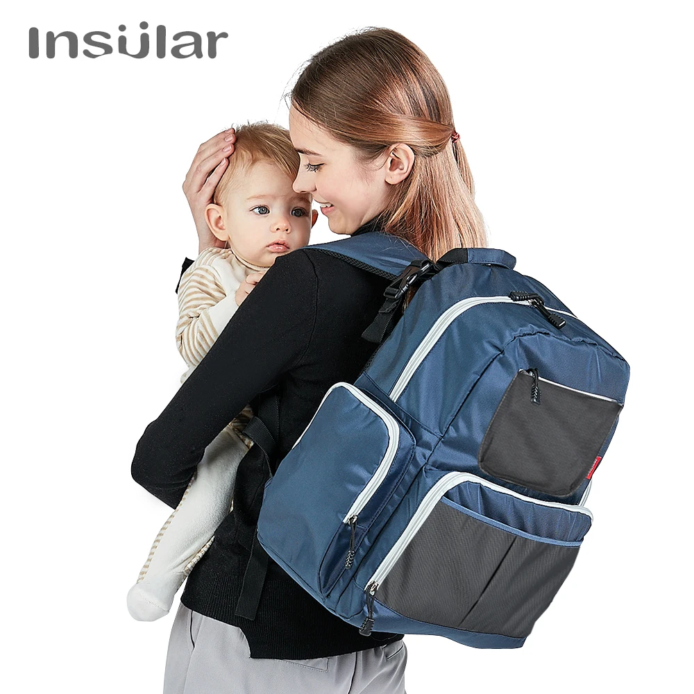 

Insular Fashion Nappy Diaper Bag Backpack Mother Bags Baby Stroller Mummy Bag Multi functional Nylon Large Capacity Travel Bags