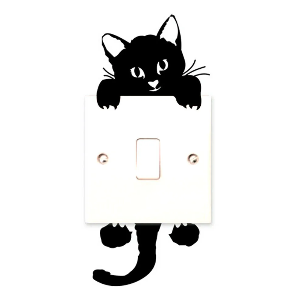 

Black-light Luminous Switch Sticker Home Decor Cartoon Glowing Wall Stickers Dark Glow Decoration Sticker, Cat Cute Creative #YY