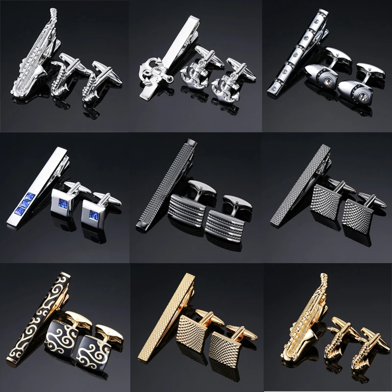 

Eighteen new men's fashion boutique gifts brand Cufflinks tie clip / shirt / crystal / lawyer Sax design Cufflinks tie clip