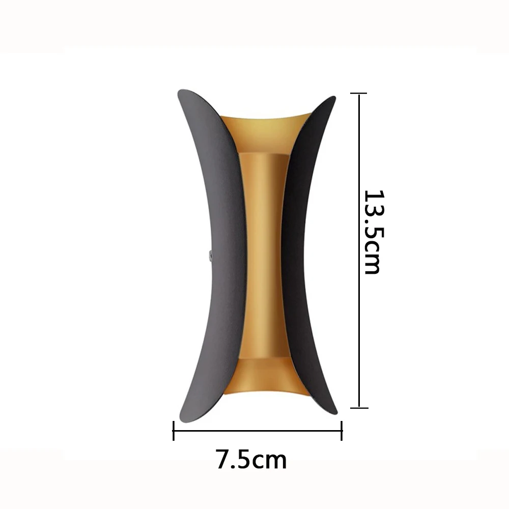 Современный настенный светильник IP65, уличный, закрытый, водонепроницаемый, 12 Вт, 24 Вт, светодиодный, настенный светильник, для гостиной, прохода, парка, пейзаж, садовый светильник - Цвет абажура: black golden small