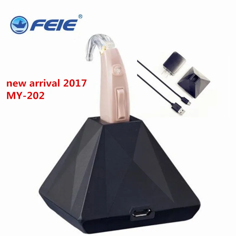 

USB Rechargeable Mini Hearing Aid Ear MY-202 Ear Sound Amplifier Clear Hear Mini Aplificador With RIC BTE tube Free Shipping