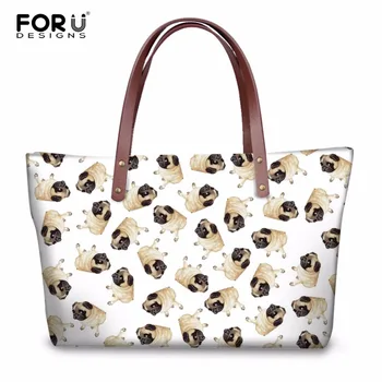 

FORUDESIGNS Cute Animal Pug Dog Pattern Women Casual Cross Body Bags High Quality Fashion Girls Tote Shoulder Bags for Female