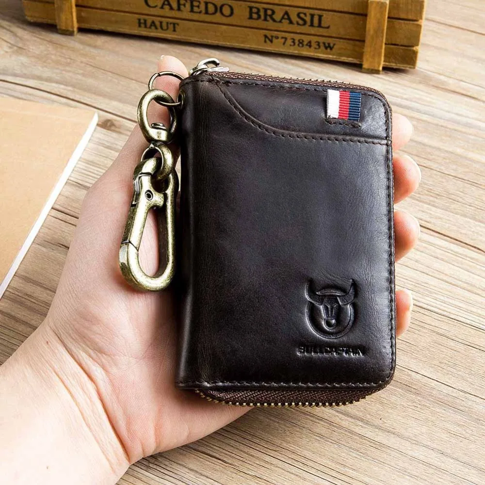 

BULLCAPTAIN Black Purse For Men Genuine Leather Men's Wallets Thin Male Wallet Card Holder Cowskin Soft Mini Purses Clutch