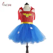 MUABABY Filles Wonder Woman Tutu Robe Enfants Cosplay Costume Bébé Robe Up Supply Parti Fille de Super-Héros Halloween Cadeau D’anniversaire