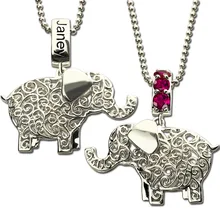 Wholesale Lucky Elephant Jewelry Custom Birthstone Elephant Necklace Name Necklace Silver Lucky Charm Best Birthday Gift