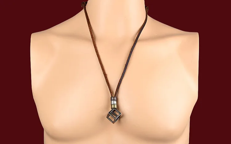 NIUYITID натуральная кожа Для мужчин ожерелья, подвески панк-Винтаж регулируемый коричневый веревку цепи мужской ювелирные изделия Для мужчин s Jewellery