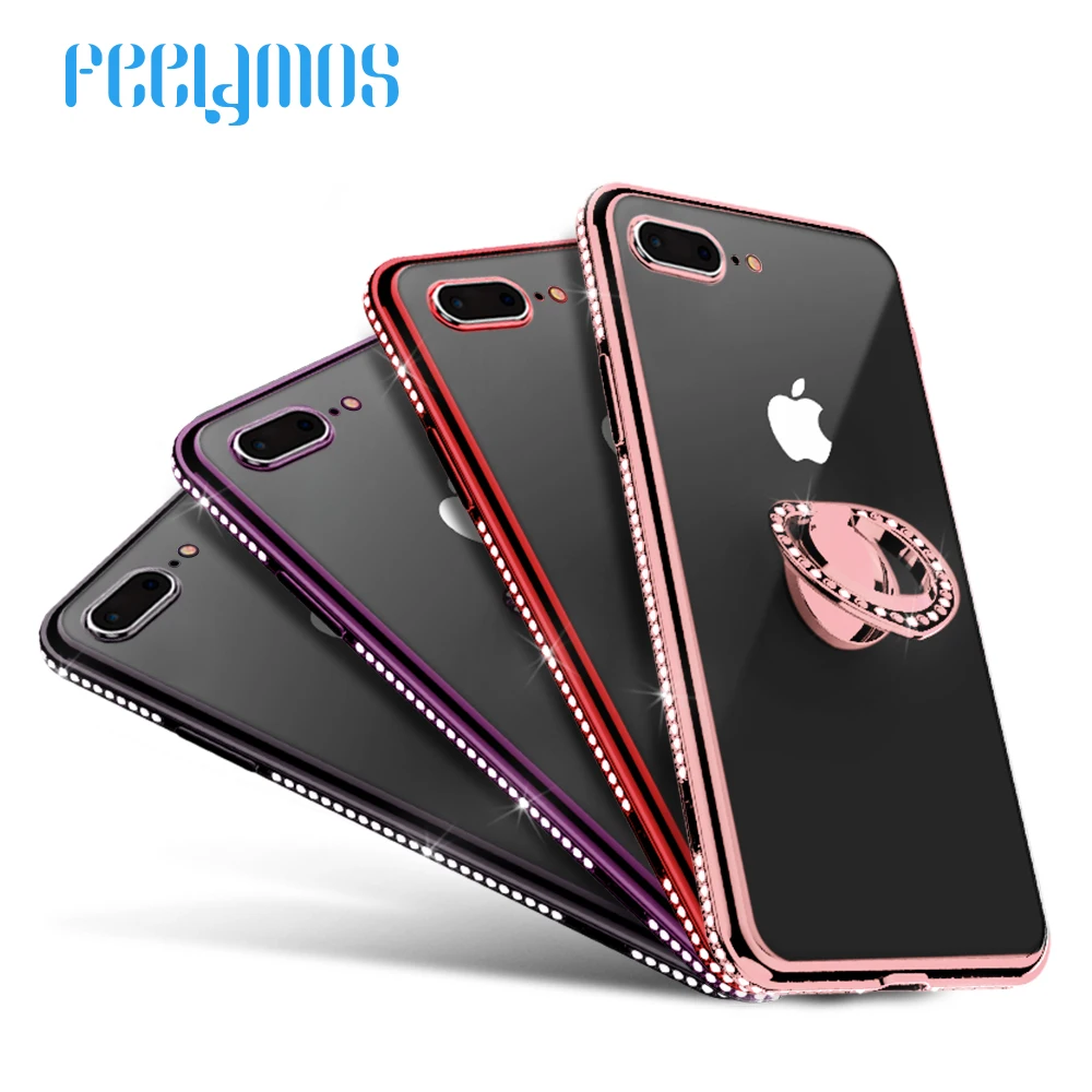 Для женщин Роскошные чехол для телефона iPhone 7 8 6 S плюс прозрачный силиконовый ТПУ