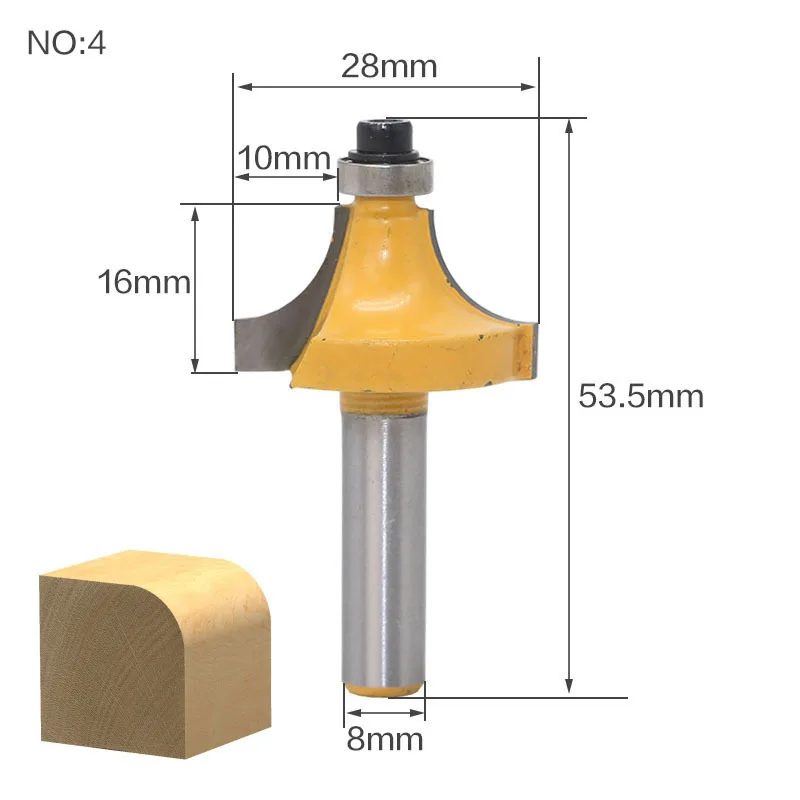13 шт. 8 мм хвостовик древесины маршрутизатор бит прямой Концевая фреза триммер очистка заподлицо отделка угловая круглая бухта коробка биты инструменты фреза RC - Длина режущей кромки: No4