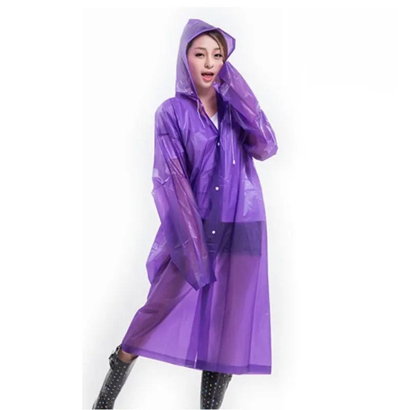 

High Fashion Women EVA Transparent Raincoat Poncho Portable Environmental Light Raincoat Long Use Rain Coat LG66