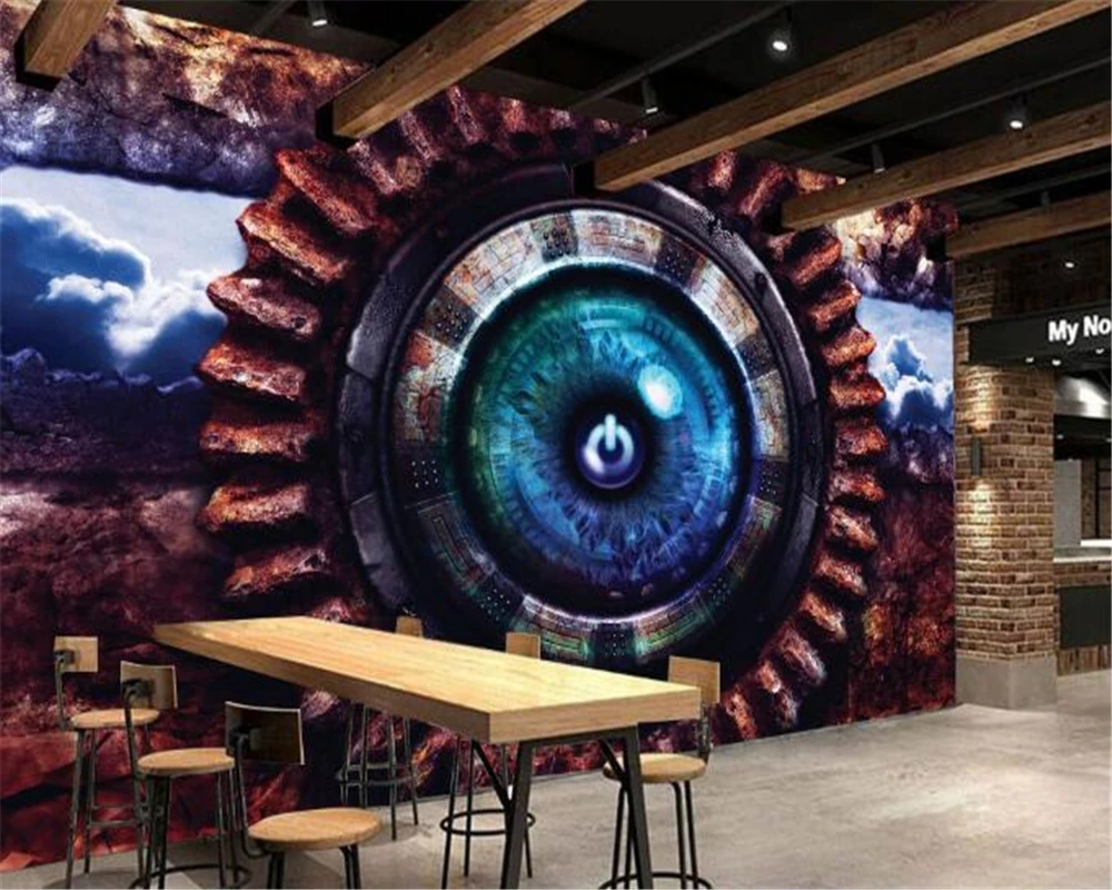 

Beibehang Nostalgic Gear Eye Bar KTV3D Backdrop TV Living Background Wallpaper Decorative Painting wallpaper for walls 3 d photo