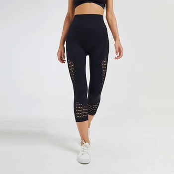 2019 New Sport Yoga Pants High Waist Energy Seamless Fitness Cropped Leggings Women Tummy Control Gym Running Tights 5