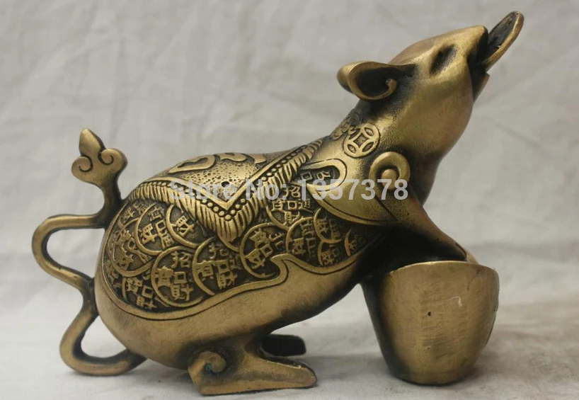 

shitou 00118 Chinese China Folk Culture Handmade Brass Bronze Statue Lucky Mouse Sculpture discount 30% (C0324)