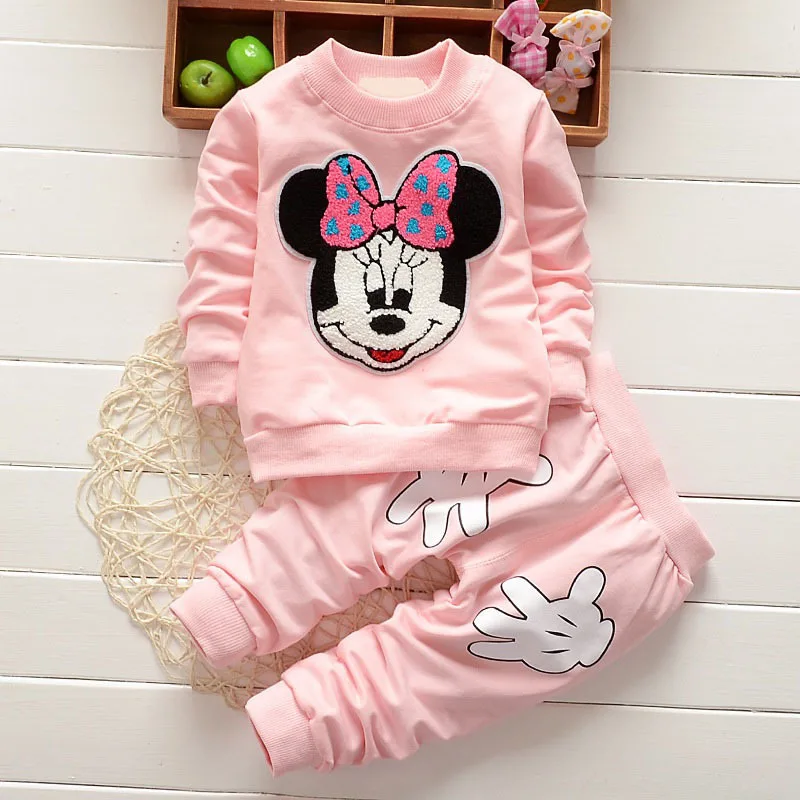 Baby Girl Suit Fashion Children Spring And Autumn Lotus Leaf Long-sleeved Rabbit Cartoon Image Cotton Coat Minnie