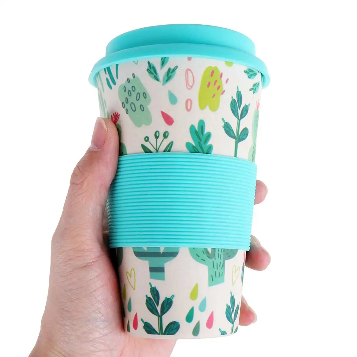 6 цветов, 400 мл, многоразовая кофейная чашка из бамбукового волокна, кружки для путешествий, кружка для питья воды, дорожная кружка, здоровая - Цвет: E