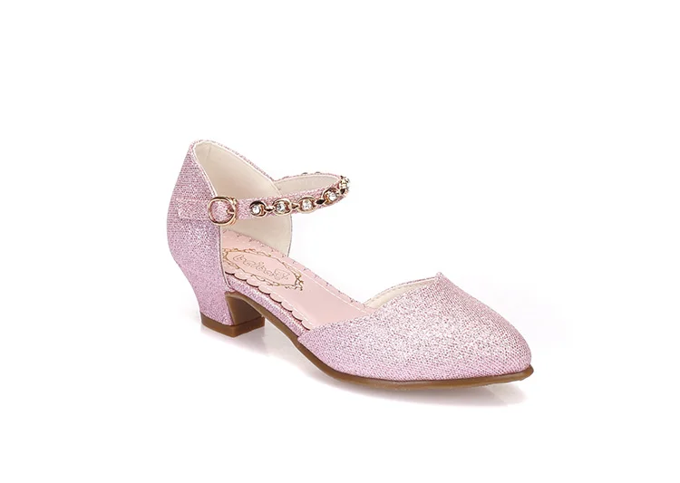 Новые босоножки для девочек-принцесс обувь для детей для Женская модельная обувь маленьких высокий каблук Блеск Для летних вечеринок