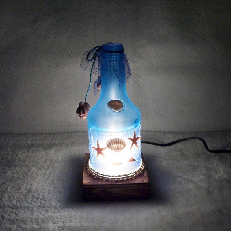 

Mediterranean Style Night Light Decoration Creative Star Fish Pattern Decorative Crafts Desktop Wine Bottle Light Lamp Ornaments