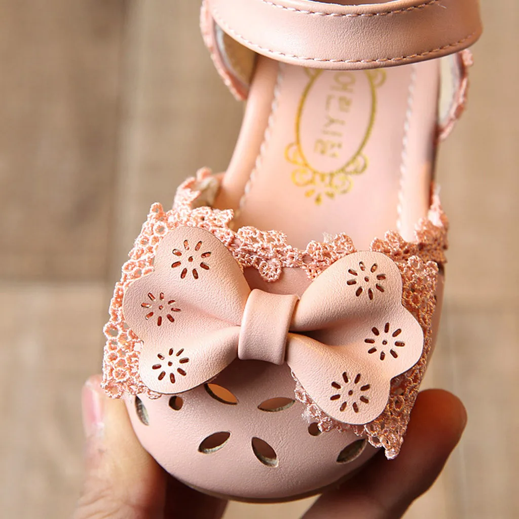 Summer Toddler Kid Baby Girl Elegant Bowknot Flower Princess Soft Shoes Sandals