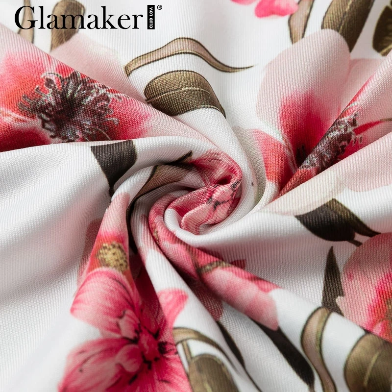 Glamaker цветочный принт с v-образным вырезом плюс размер Макси платье женское облегающее винтажное платье с высоким разрезом Летнее Длинное пляжное элегантное сексуальное платье