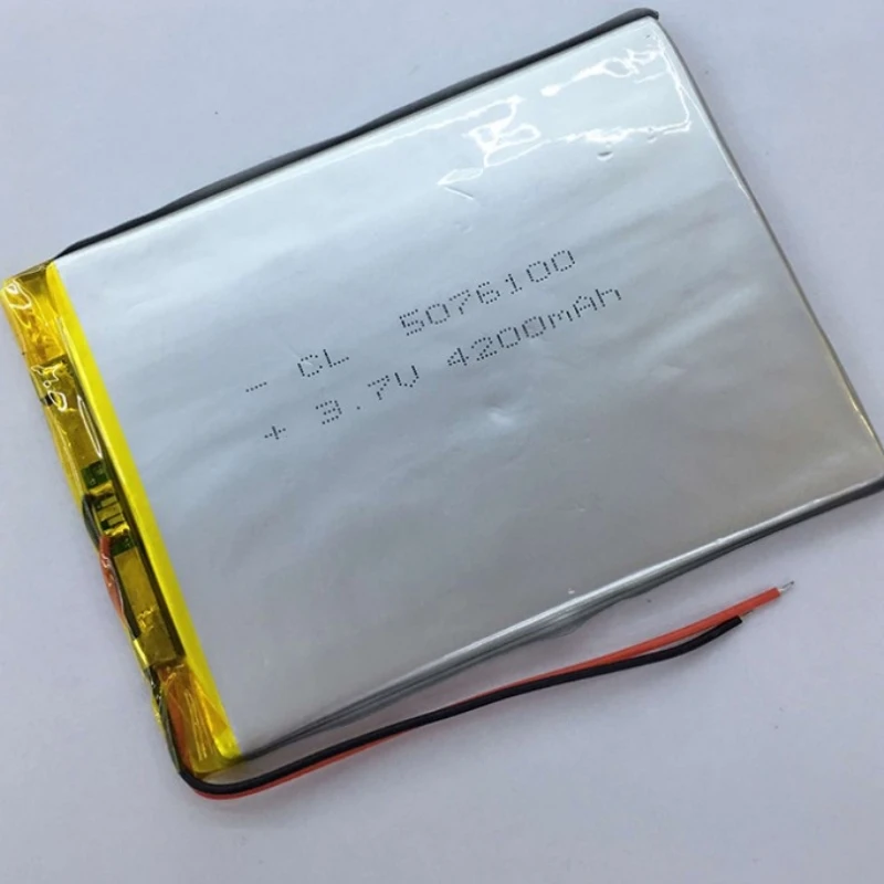 3,7 V 4200 mah 5076100 полимерный литиевый Li-Po аккумулятор для gps psp DVD, PAD Электронная книга планшет Дополнительный внешний аккумулятор видеоигра