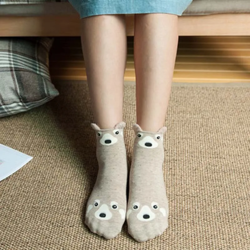 [COSPLACOOL] Модные хлопковые носки с милыми пандами/кроликами, с мультяшными ушками, женские креативные забавные носки с изображением животных, кошек, Kawaii Meias - Цвет: 6
