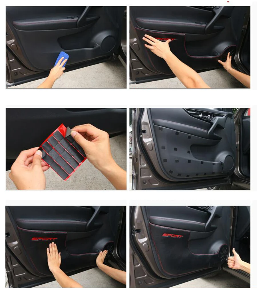 Автомобильная Внутренняя дверь анти Kick Pad Коврик декоративная накладка/Внутренняя защита комплект Подходит для Nissan Qashqai J11