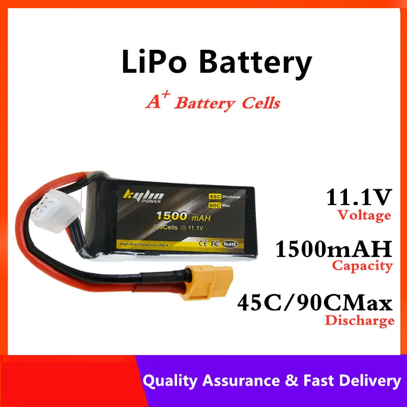 

Lipo battery 3S 11.1V 1500mAH 45C/90C Max Large-capacity RC Drones FPV airplane high-rate Lithium Battery