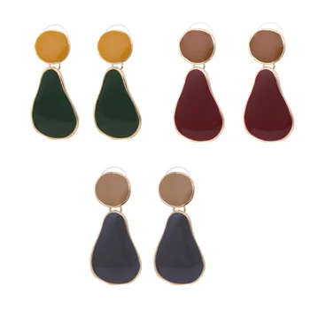 

10Pair Vintage Gray Red Green Fruit Pear Shape Drop Dangle Earrings Bohemian Style Jewelry For Women Accessories