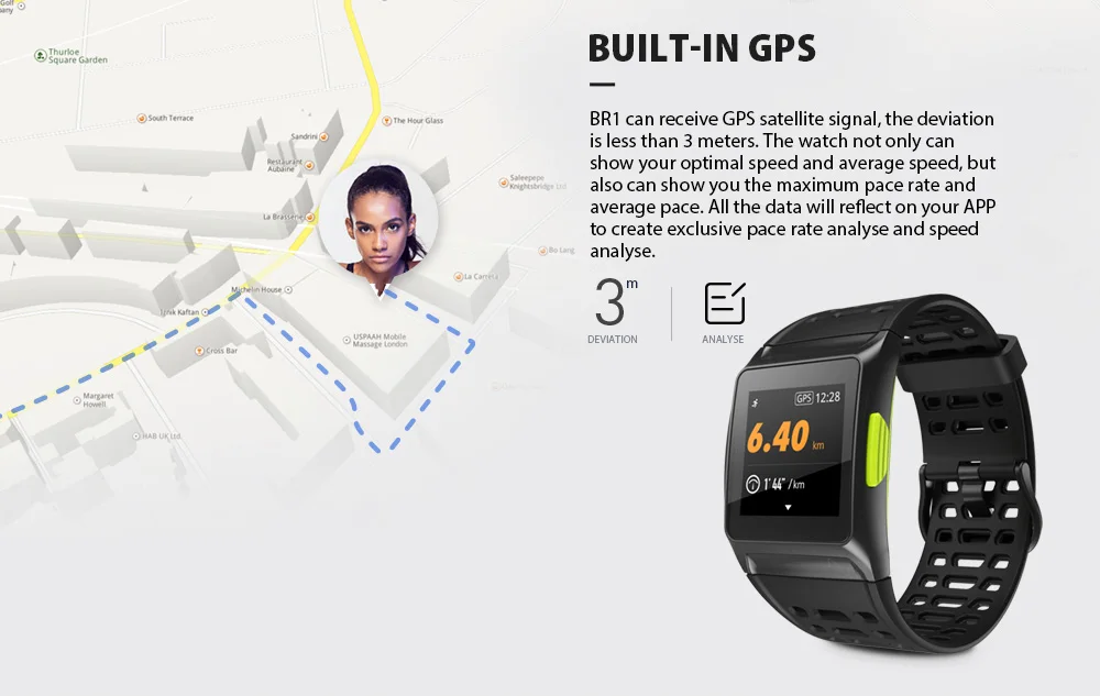 Makibes BR1 gps Смарт часы Bluetooth Strava HRV+ ECG IP67 Водонепроницаемый 1," ips цветной экран 17 видов спорта Фитнес часы для мужчин