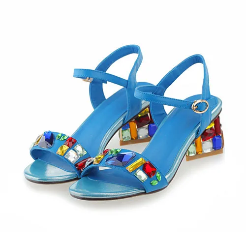 ENMAYLA/модные разноцветные женские сандалии со стразами на высоком каблуке пикантные Модные женские сандалии-гладиаторы с открытым носком - Цвет: Синий