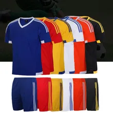 Adsmoney Men kids shortsleeve football jerseys kit soccer jersey set polyester uniforms tennis shirt shorts DIY number name