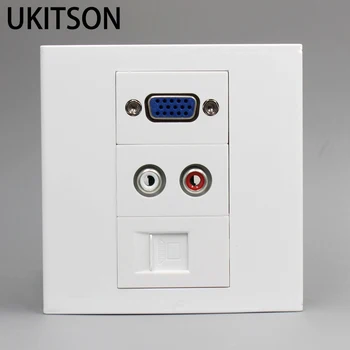 

No Solder VGA Audio CAT5E RJ45 Panel Wall Outlet Faceplate 86x86mm