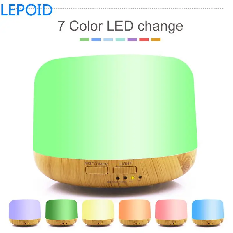 

LEPOID Aroma Air Humidifier Essential Oil Diffuser with Wood Grain 7 Color Changing LED Lights Mist Maker for Office Home 300ml
