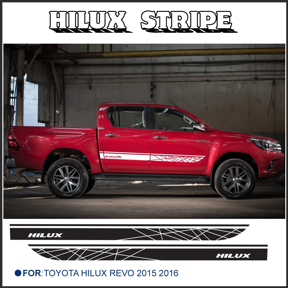 

free shipping 2 PC hilux side stripe graphic Vinyl sticker For Toyota Hilux Revo SR5 M70 M80 15 2016