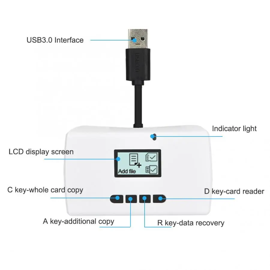 CAR-01 Smart Card Reader USB3.0 High-speed Transmission DSLR Camera Memory Card Data Recovery Data backup function