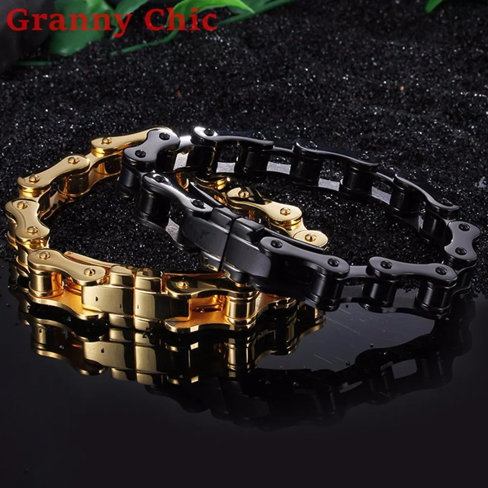 Granny Chic Charm Men font b Jewelry b font Biker Bicycle Motorcycle Chain Stainless Steel Men