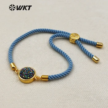 

WT-B389 WKT Wholesale Unique Design Nylon Rope Chain Jewelry Round Shape Natural Stone For Lady Decorate Generous Bracelet