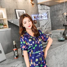 7 стилей, новые, имитация шелка, сексуальные женские пижамы, наборы, женские, из двух частей, Пижамный костюм, летняя мода, рубашка, шорты, Женское ночное белье