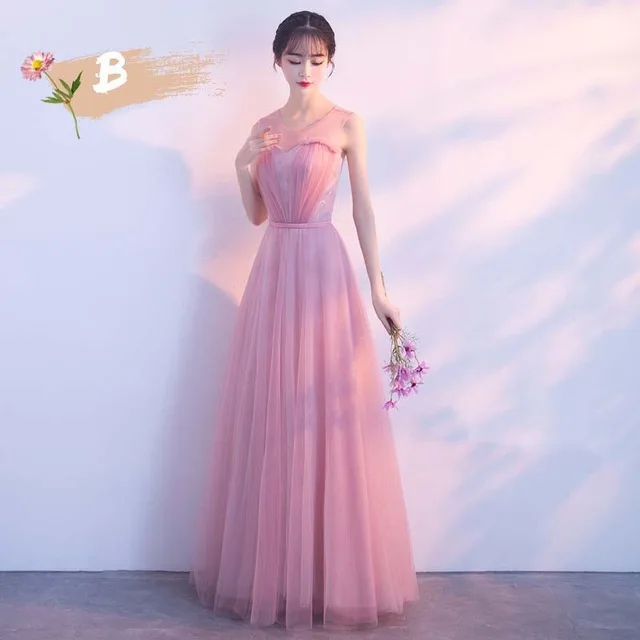 Свадебное платье для подружки невесты, Тюлевое платье, новинка, дизайнерское платье для свадебной вечеринки, официальное платье для выпускного, Vestido De Noiva - Цвет: Pink B