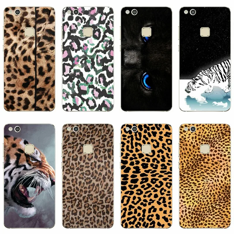 

Fashion Tiger Leopard Print Panther Photo Cover TPU Phone Case For Huawei P9 P20 Lite Mate 9 10 Honor V9 Mate 9 Por P9 P20 Plus