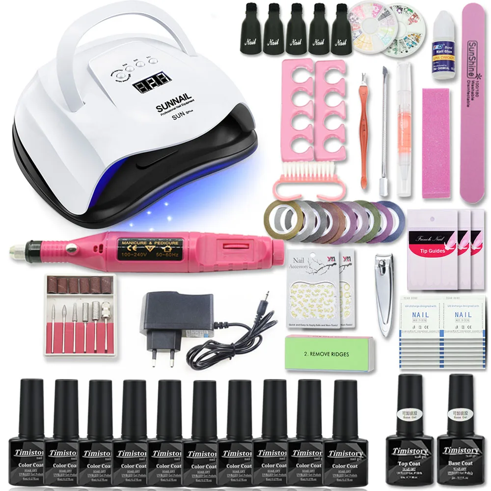 

Manicure Set Gel Nail 80W UV Lamp Dryer Nail Set with Nail Drill Machine 10pcs Nail Gel Polish Soak Off Manicure Gel Polish Kit