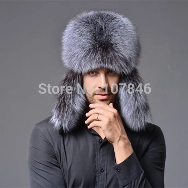 Мужские меховые шапки-бомберы с натуральным лисьим мехом, кожаные зимние шапки, модные защитные головные уборы VK2256